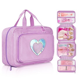 LININYHAO Doll Carrying Case, Toy Storage Box, Doll Travel Storage Bag with Handle, 12-inch Luggage Pouch for Kids (lavender)