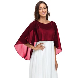 Pukguro Sheer Shawls and Wraps for Evening Dresses Chiffon Capes for Women Soft Wedding Cover Up Burgundy