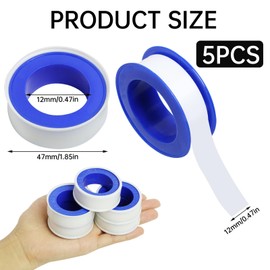 Greacesrio 5 Rolls Teflon Tape 10m x 12mm Thread Sealing Tape PTFE Teflon Tape Repair Pipe Hose Fittings Radiator Valves White
