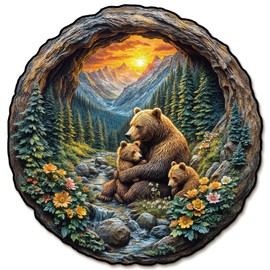 Wooden Puzzles for Adults, 3D Visual Effect Brown Bear Embrace Wooden Jigsaw Puzzle Kids,Unique Shape Wood Puzzle Adult,Puzzle for Adults,Birthday Gifts Family Games (S-8.5 * 8.5in-137pcs)