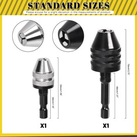 Mardatt 2Pcs Drill Chuck Conversion Tool, 1/4” Quick Change Hex Drive Quick Change 0.6-8mm, 0.3-3.6mm Converter for Drill Chuck Adapter(Black, Silver)