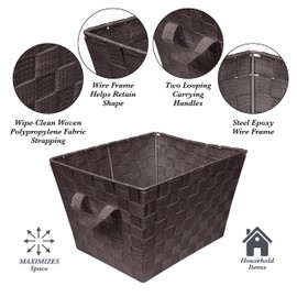 Simplify small Woven Strap Tote, Chocolate, small Tote