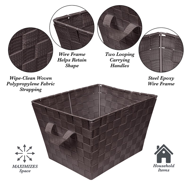 Simplify small Woven Strap Tote, Chocolate, small Tote