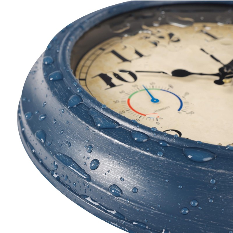 12 Inch Outdoor Clock with Thermometer and Hygrometer Combo, Waterproof