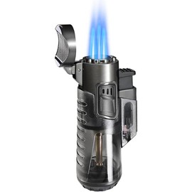 Butane Refillable 2 Pack Triple Jet Flame Torch Lighters Windproof Pocket Light for Camping and Fireplace Use - Color: BlackNickel, Size: 1Pack