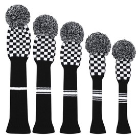 Scott Edward Knitting Golf Club Headcovers, Set of 5 Golf Club Headgear Driver Wood 1 Fairway Wood 2 and Hybrid Wood 2 with Rotating Club Number Tags