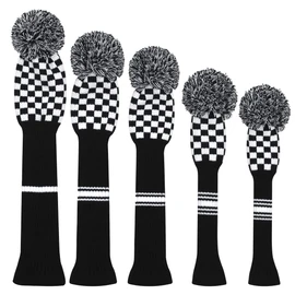 Scott Edward Knitting Golf Club Headcovers, Set of 5 Golf Club Headgear Driver Wood 1 Fairway Wood 2 and Hybrid Wood 2 with Rotating Club Number Tags