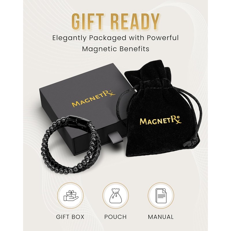 MagnetRX® Hematite & Leather Magnetic Bracelet - MAX Strength Natural