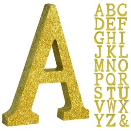 TONIFUL 8 Inch Gold Glitter Letter A Table Centerpiece A-Z Gold Birthday Party Decorations,Gold Alphabet A for Birthday,Chrismas,Graduation,Bridal Shower,Wedding,Anniversary Party Supplies