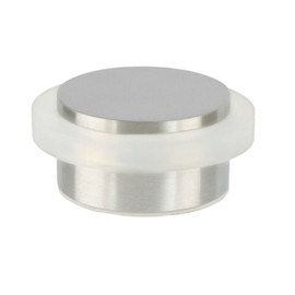 HERRAJES EVI, Doorstop, Stainless Stell or Brass, Adhesive or/and Screw. (Adhesive, Stainless Stell - White Rubber I-203/35x19)