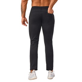 AbleTree Fleece Lined Sweatpants 27 Inch Inseam Atheltic Joggers Workout Pants for Short Men with Zip Pocket Black