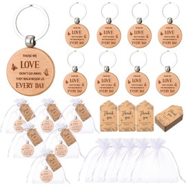 Nosiny 50 Sets Funeral Favors for Guest Wooden Keychain with Kraft Bulk Sympathy Gifts Thank You Cards Organza Bags Celebration of Life Gifts for Family Church Memorial Souvenirs