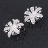 Bridal/Wedding/Prom/Party Set Of 4 Rhodium Plated Crystal Floral Spiral Twist