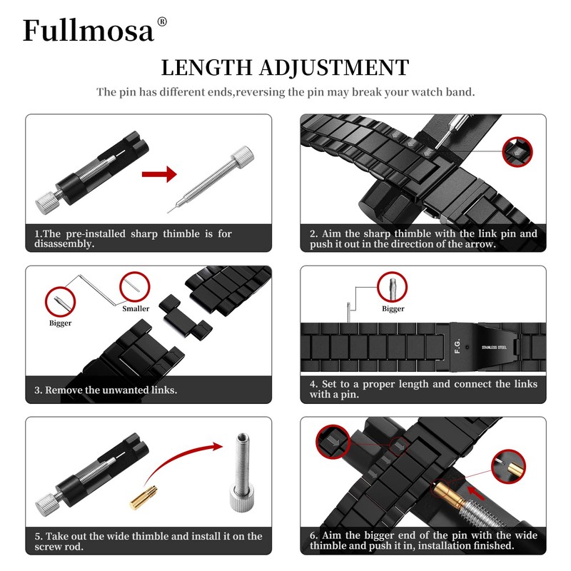 Fullmosa Correa Metálica de Reloj de Liberación Rápida, Pulsera Reloj