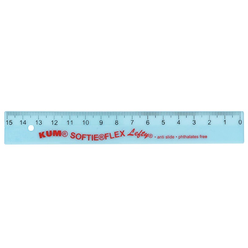 KUM AZ902.01.16-B - Left Handed Ruler 15 cm Blue Flexible