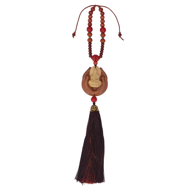 Buddha Car Pendant Peach Wood Exquisite Carving Mind Purification Wealth
