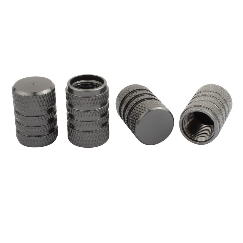 TOMALL Round Style Wheel Tyre Valve Caps Chrome Grey for