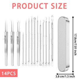 14 Pcs Blackhead Remover Tool, Professional Pimple Popping Kit，Apply to Skin Care Tools for Acne Prone Skin and Deep Pore Cleaning