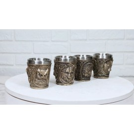 Ebros Gift Animal Spirit Bald Eagle Owl Black Bear And Gray Wolf 2-Ounce Shot Glasses Set