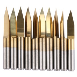 10pcs 3.175mm Titanium Coated Tungsten Steel Engraving CNC Bit Carving Tool (3.175*30°*0.1)