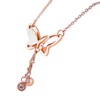 Miaomyao Cubic Zirconia Pink Gold Butterfly Butterfly Stainless Steel Necklace