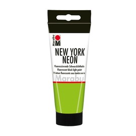 Marabu New York Neon 12660050365 Neon Colour Neon Green 100 ml Suitable for Black Light Water-based, Lightfast, Weatherproof, Quick Drying, for Brushing and Dabbing on Absorbent Surfaces