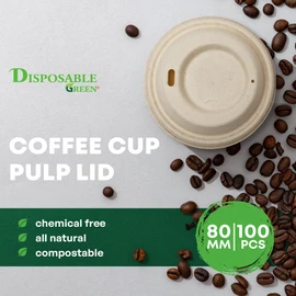 DISPOSABLE GREEN - Cup Lid for NEXTGEN Coffee Cups, Coffee Cup Lids Suitable for Single-Wall Disposable Coffee Cups, Made from Sugar Cane Pulp, Fits 6 & 8oz Disposable Coffee Cups, 100 Pack