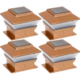 4 Pack Solar Powered Copper Outdoor Garden Deck Patio Fence Pathway Post Light for 4x4 Wood Posts