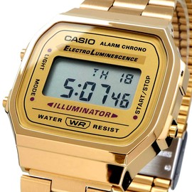 Casio A168 Digital Watch, Vintage Series, Men's, Women's, Kids, Overseas Model, Gold A168WG-9W, Bracelet Type