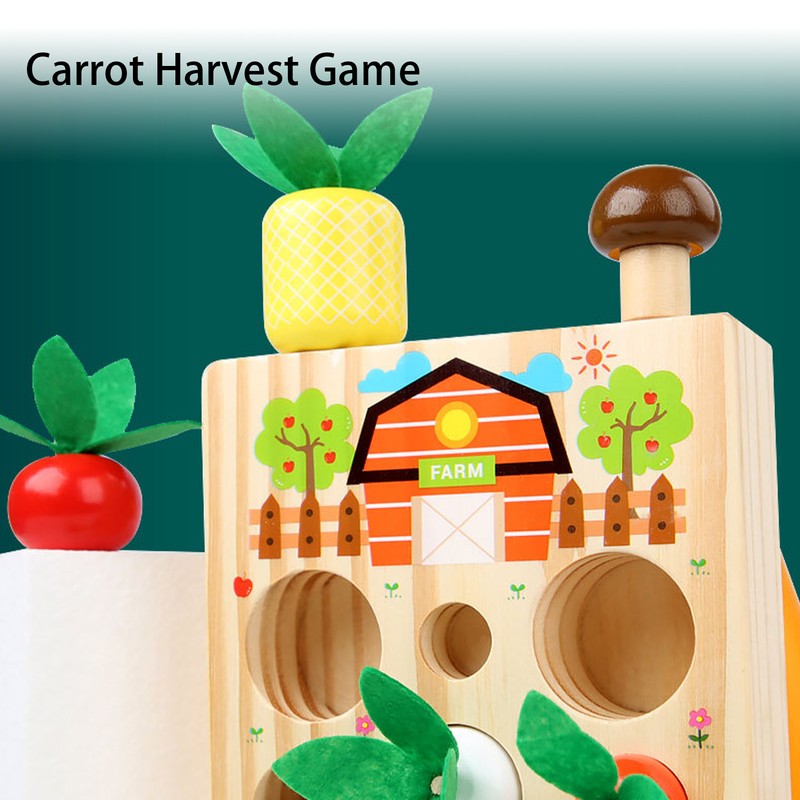 Baby Carrot Harvest Game Wooden Carrots Shape Sorting Matching Puzzle