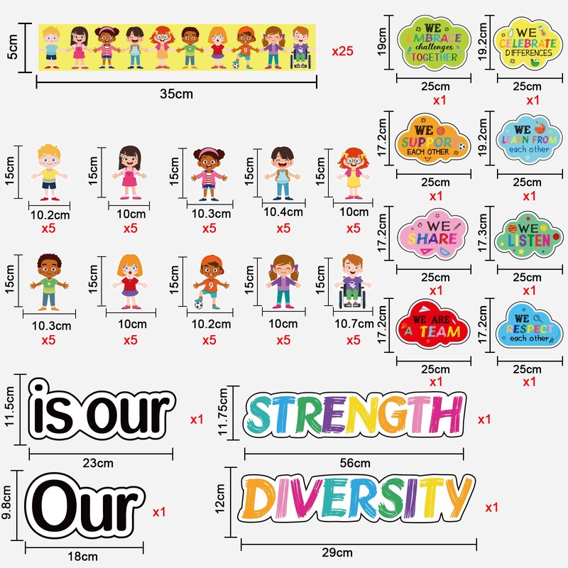 Diversity Bulletin Board Decoration Set Diverse Students Borders Cutouts for