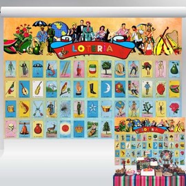 Mexican Bingo Party Decorations Backdrop Mexican Bingo Game Background for Photo Studio Vintage Style Party Supplies for Adults 7x5 ft 63