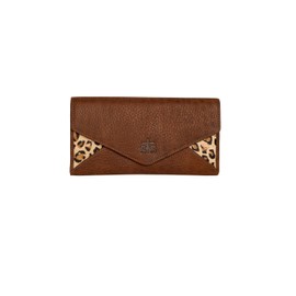 STS Ranchwear Womens Great Plains Flap Leopard Print/Brown Leather Wallet OS
