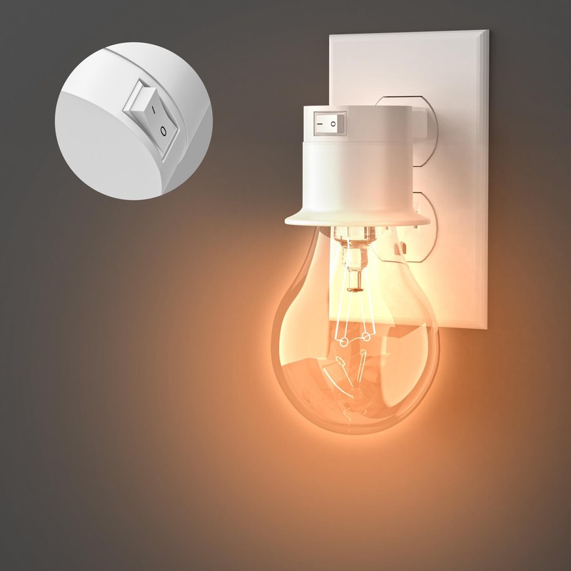 Pispoer Functional Bulb Socket with Switch, E26 Converter Adapter, Easy