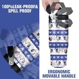 Jizrecly 30 oz Chicken Tumbler With Handle and Straw, 30oz Rooster Flip Straw Tumbler Insulated Coffee Travel Mugs Cup Water Bottle Chicken Gifts for Elephant Lovers Women Girls