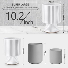 WOODWORD Utensil Holder, 10.2" Extra Large Ceramic Kitchen Utensil Holder for Countertop, Utensil Organizer for Kitchen Counter, Morden Aesthetic Utensil Crock for Kitchen Decor - White