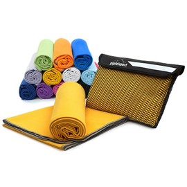 gipfelsport Microfibre Towel, Microfibre Towel Set, Beach Towel, Bath Towel, Large, Quick-Drying, for Sports, Beach, Travel, Outdoors, Camping, Lightweight, Thin, Small, 80 x 40 cm, Yellow