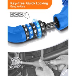Sportneer Bike Lock: 5 Digit Combination High Security Anti Theft Bike Chain Lock - 3.2/3.6/4ft Heavy Duty Resettable Keyless Bicycle Lock for Bike, Motorcycle, Scooter, Door & Gate - 6mm Thick