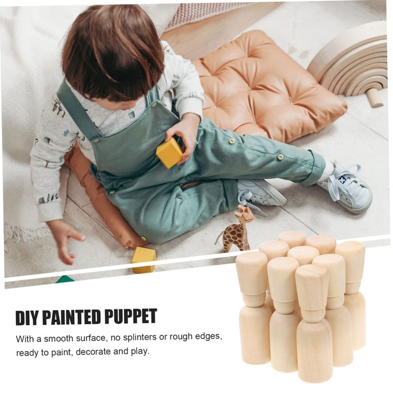 Gadpiparty 20pcs Wooden Peg Dolls with Hat Design DIY Painting