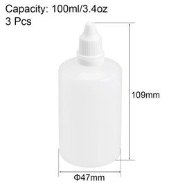 Recogwood 3Pcs 100ml Plastic Dropper Bottles, Empty Squeezable Translucent Bottles, Eye Liquid Dropper Bottles with Screw Caps for Essential Oils, Paint