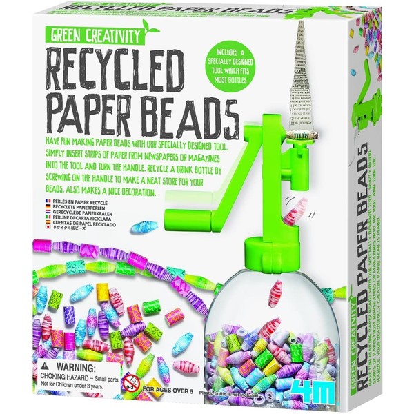 4M Green Creativity Recycled Paper Beads Kit - Arts & Crafts Upcycle Decorative Jewelry Art Gift for Kids & Teens, Boys & Girls