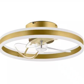 20” Inch. Gold Modern Flush Mount Ceiling Fan with Light LED and Remote, 3 Dimmable Color Options, Ideal for Bedrooms, Dining Rooms, Kitchens, and Offices in Compact Spaces