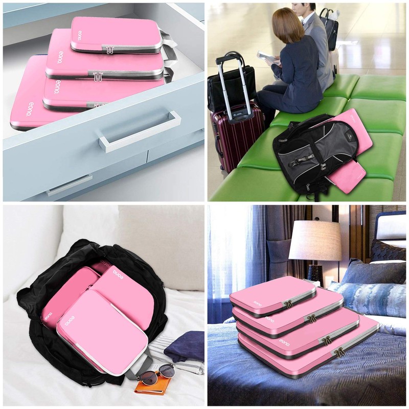 Eono Compression Packing Cubes, Luggage Organiser Set, Extensible Suitcase Organiser,