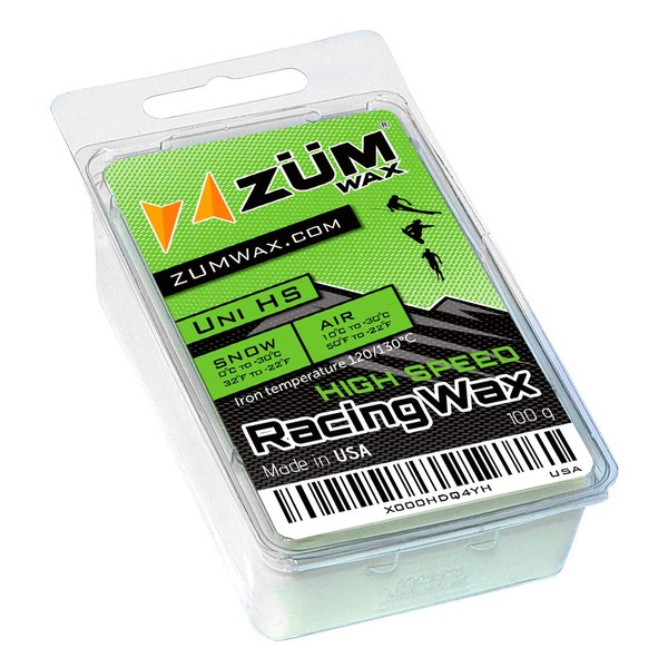 ZUMWax HIGH Speed Racing Glide Wax Ski/Snowboard/Nordic/Cross-Country - All Temperature Universal - 100 Gram. Super-Fast!!! Environmentally Friendly & Non-Toxic! Fully TSCA Compliant!!!