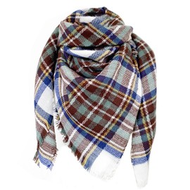 FIFTHAVE Scarf Women's Scarf Winter Scarf Checked Autumn Knitted Scarf Soft Warm Blanket Scarf Poncho Cape Autumn Scarf Triangle Scarf, Brown 02