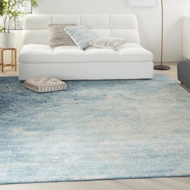 Nourison Passion Navy/Light Blue 9' x 12' Area-Rug, Modern, Abstract, Easy-Cleaning, Non Shedding, Bed Room, Living Room, Dining Room, Kitchen (9x12)