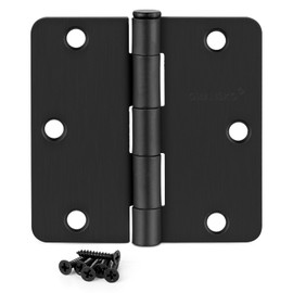 6 Pack 3.5" x 3.5" Black Door Hinges, Matte Black Door Hinges 3 1/2 Interior Hinges 1/4" Radius Standard Residential Bedroom Door