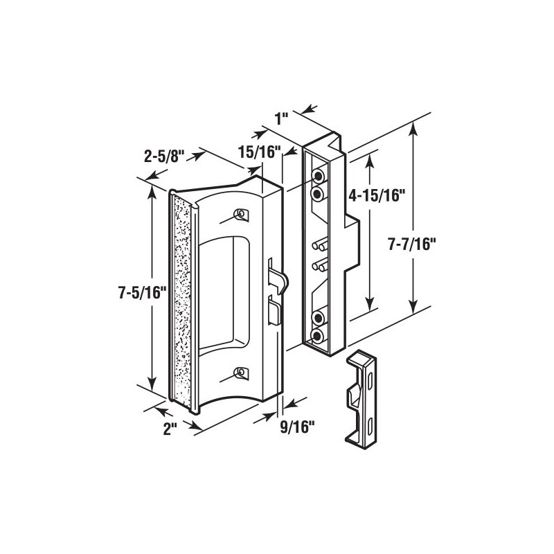 Prime-Line C 1216 Sliding Door Handle, 4-15/16 In. Hole Centers,