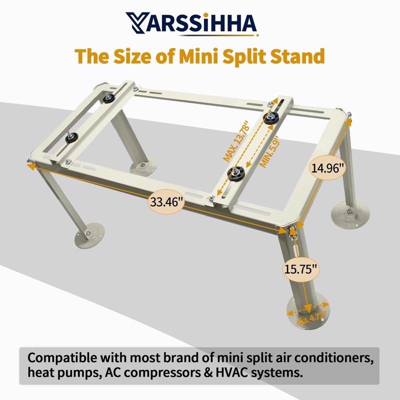 Yarssihha Mini Split Ground Stand for 9000-24000 BTU Ductless Air