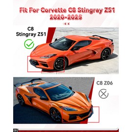 Etesan Carbon Fiber Painted C8 Front Splitter Fit for Corvette C8 Stingray Z51 2020-2025 ABS Front Bumper Lip Splitter Replacement Kit OEM #84869770 3PCS